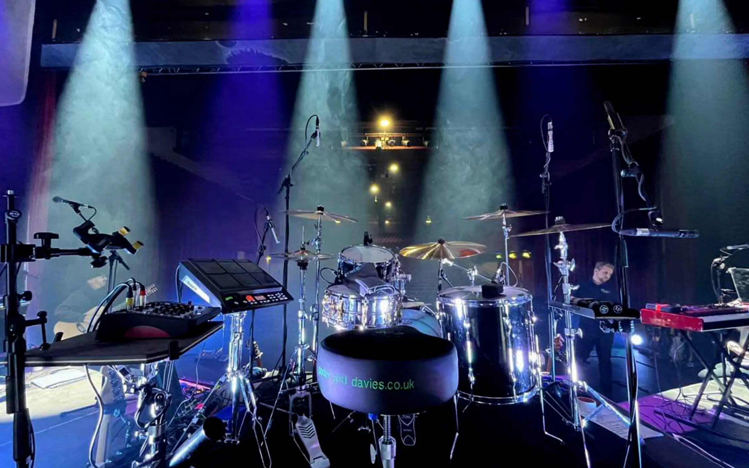 Drum kit under stage lights